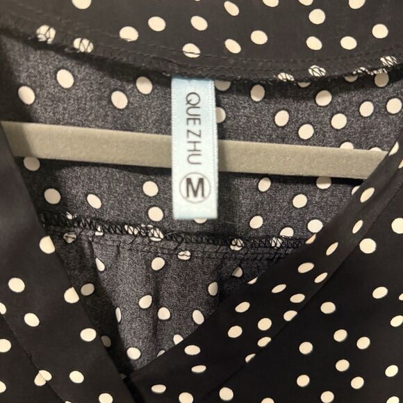 Black And White Polka‎ Dot Size Medium Sleeveless Dress Tank Blouse - Picture 2 of 4